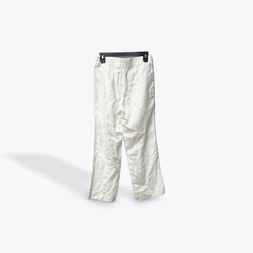 Lauren Ralph Lauren Petite White 100% Linen Wide Leg Drawstring Pants 4P - Picture 2 of 9